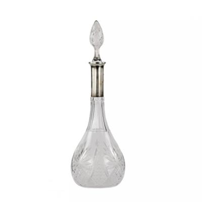 Crystal Decanter With Silver Mounted Neck Germany