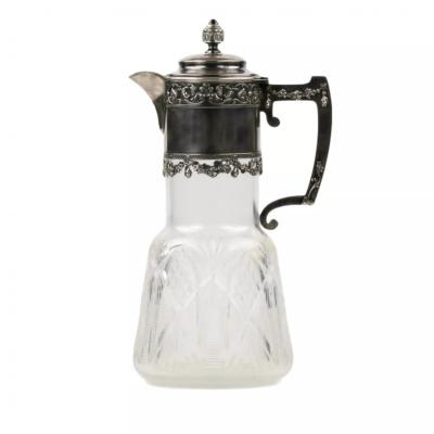 Crystal Jug With Silver 13th Artel Russia Moscow Early 20th Century