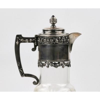 Crystal Jug With Silver 13th Artel Russia Moscow Early 20th Century