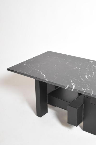 Cubist iron and marble coffee table 1980s 