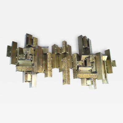 Curtis Jer Curtis C Jere Jere Brutalist Citiscape Metal Large Wall Sculpture Signed