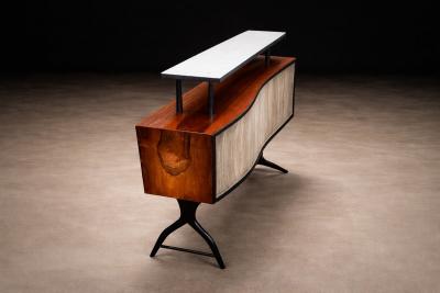 Curved Brazilian Bar in Rosewood and ebony finish 1950s Lot 694
