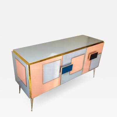 Customizable Italian Pink Gray Blue Black Geometric Postmodern Cabinet Sideboard