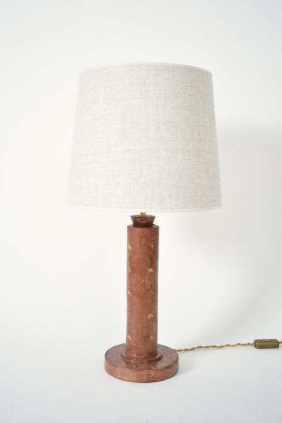 Cylindrical red leather covered lamp 1940s 
