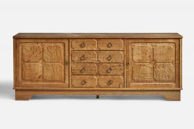 Danish Designer Cabinet with Oak and Brass Denmark 1940s