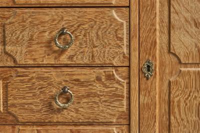 Danish Designer Cabinet with Oak and Brass Denmark 1940s