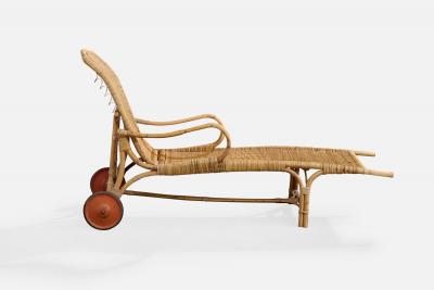 Danish Designer Chaise Longue with Bamboo Rattan and Metal Denmark 1930s