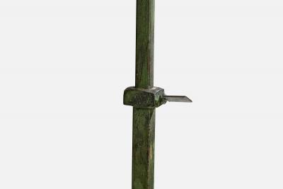 Danish Designer Floor Lamp with Iron and Rattan Denmark 1940s