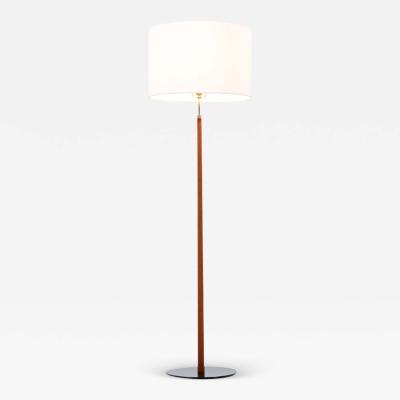 Danish Modern Height Adjustable Teak Stem Floor Lamp with Iron Base