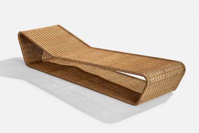 Danny Ho Fong Chaise Longue with Wicker and Steel USA 1960s