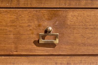 Dassi Console Table with Wood and Brass Italy 1950s