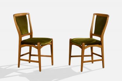 David Rosen Dining Room Chairs with Wood and Velvet Sweden 1960s