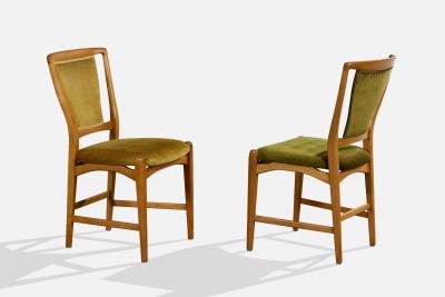 David Rosen Dining Room Chairs with Wood and Velvet Sweden 1960s