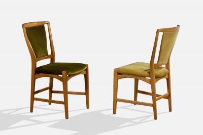 David Rosen Dining Room Chairs with Wood and Velvet Sweden 1960s