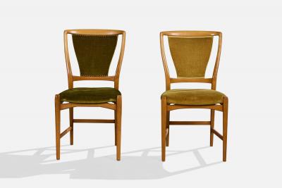 David Rosen Dining Room Chairs with Wood and Velvet Sweden 1960s
