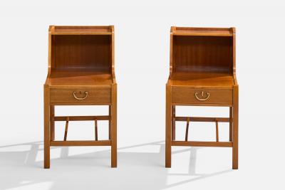 David Rosen Nighstands with Wood and Brass Sweden 1950s