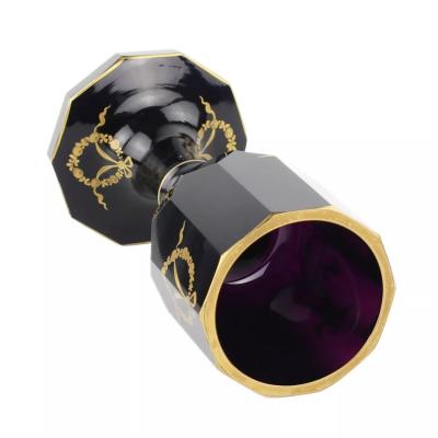 Decagonal Goblet In Purple Crystal With Gilt Decoration St Petersburg
