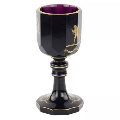 Decagonal Goblet In Purple Crystal With Gilt Decoration St Petersburg