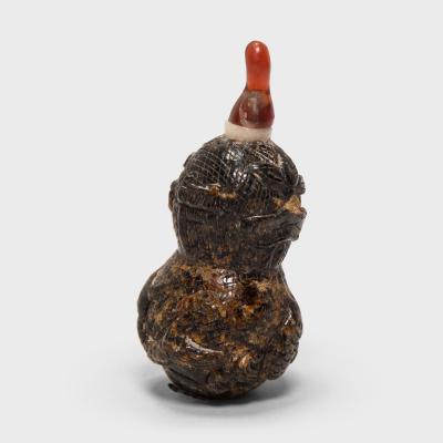 Double Gourd Root Amber Snuff Bottle