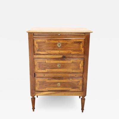 Early 19th Century Italian Louis XVI Style Inlaid Walnut Small Chest of Drawers