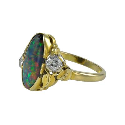 Edward Everett Oakes Oakes Studios Gold Ring with Opal Diamonds