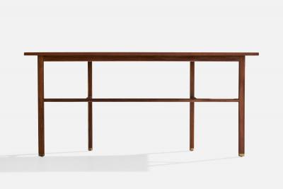 Edward Wormley Console Table with Walnut and Brass USA 1950s