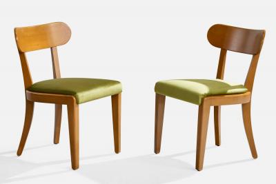 Edward Wormley Dining Room Chairs with Wood and Velvet USA 1950s