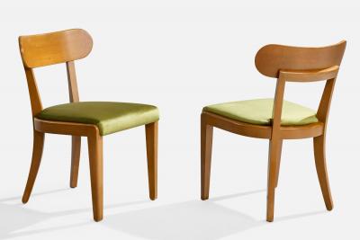 Edward Wormley Dining Room Chairs with Wood and Velvet USA 1950s