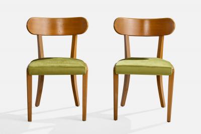Edward Wormley Dining Room Chairs with Wood and Velvet USA 1950s