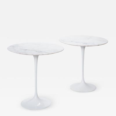 Eero Saarinen Eero Saarinen for Knoll Tulip Pedestal 20 Side Tables in Calacatta Marble Pair