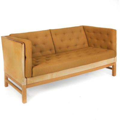 Erik Jorgensen Danish Modern Leather Tweed Oak Sofa Model EJ 315 by Erik Jorgensen
