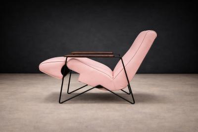 Ernesto Hauner Reclining Chair in Metal Hardwood Leather Ernesto Hauner 1960s Lot 340A