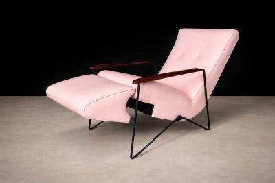 Ernesto Hauner Reclining Chair in Metal Hardwood Leather Ernesto Hauner 1960s Lot 340A