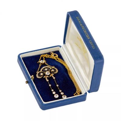 Exquisite Art Nouveau Gold Pendant With Diamonds Russia
