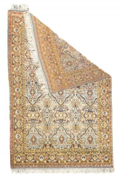 Extremely Fine Antique Persian Silk Heriz Rug 4 10 x 7 3 