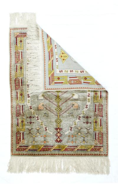 Extremely Fine Antique Turkish Silk Hereke Rug 26 x 35