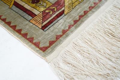 Extremely Fine Antique Turkish Silk Hereke Rug 26 x 35