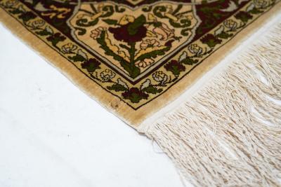 Extremely Fine Antique Turkish Silk Hereke Rug 3 5 x 4 11 