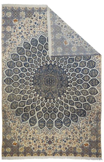 Extremely Fine Persian Isfahan Wool and Silk Rug 7 4 x 11 4 