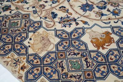 Extremely Fine Persian Isfahan Wool and Silk Rug 7 4 x 11 4 