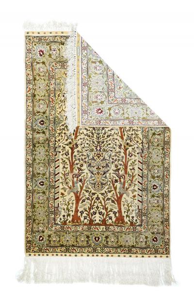Extremely Fine Turkish Silk Hereke Rug 3 4 x 5 0 