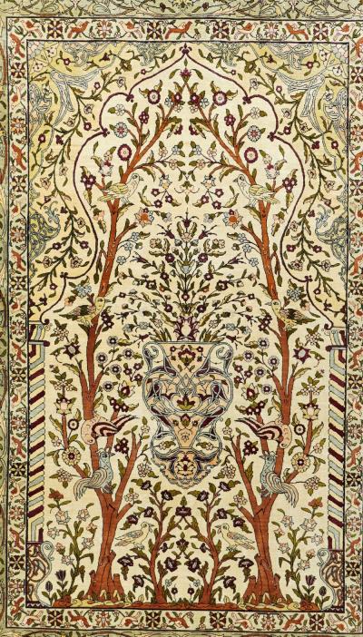 Extremely Fine Turkish Silk Hereke Rug 3 4 x 5 0 