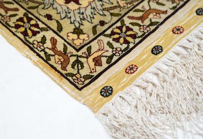 Extremely Fine Turkish Silk Hereke Rug 3 4 x 5 0 