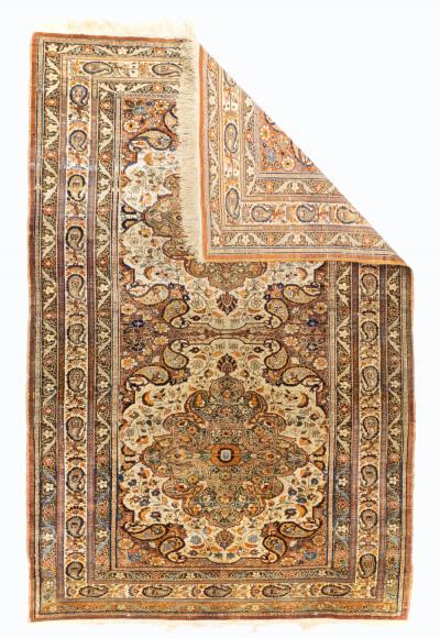 Extremely Fine and Rare Antique Persian Silk Heriz Rug 3 11 x 5 10 