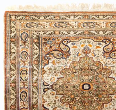 Extremely Fine and Rare Antique Persian Silk Heriz Rug 3 11 x 5 10 