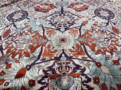 Extremely Fine and Rare Antique Persian Silk on Silk Heriz Rug 10 0 x 14 0 