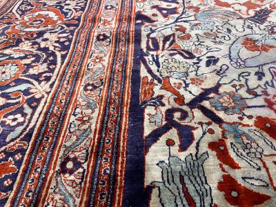 Extremely Fine and Rare Antique Persian Silk on Silk Heriz Rug 10 0 x 14 0 