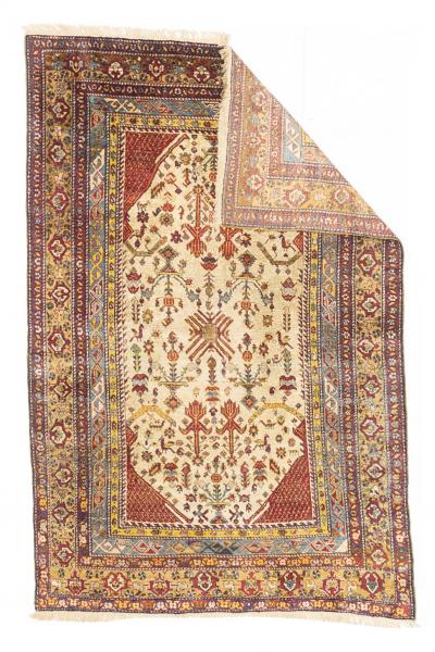 Extremely Fine and Rare Antique Shrivan Silk on Silk Rug 3 8 x 5 6 