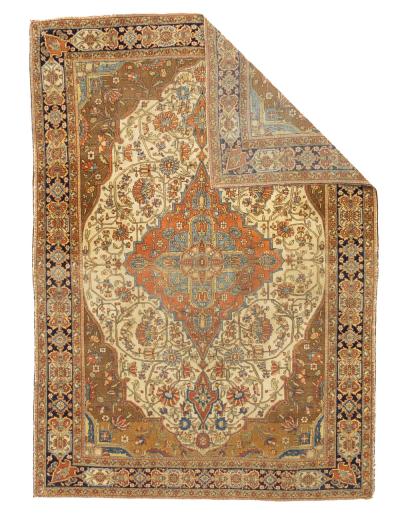 Fine Antique Persian Mohtasham Kashan Rug 4 7 x 6 5 