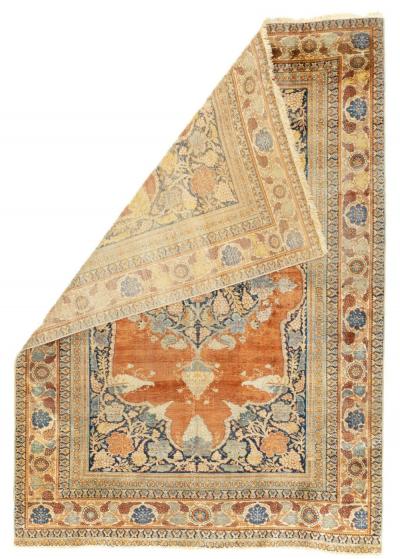 Fine Antique Persian Silk Heriz Rug 3 9 x 5 3 